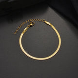Flat Snake Chain Bracelet 3mm Silver Stainless Steel Bracelet for Women