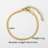 Flat Snake Chain Bracelet 3mm Silver Stainless Steel Bracelet for Women