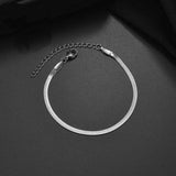 Flat Snake Chain Bracelet 3mm Silver Stainless Steel Bracelet for Women