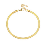 Flat Snake Chain Bracelet 3mm Silver Stainless Steel Bracelet for Women