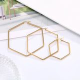 Glossy Hexagon Large Hoop Earrings Punk Ear Jewelry for Women