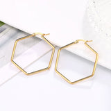 Glossy Hexagon Large Hoop Earrings Punk Ear Jewelry for Women