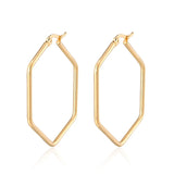 Glossy Hexagon Large Hoop Earrings Punk Ear Jewelry for Women