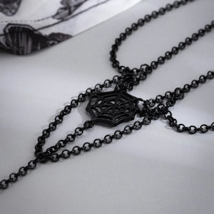 Punk Halloween Spider Web Chain Tassel Necklace
