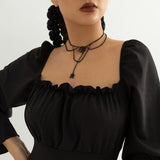 Punk Halloween Spider Web Chain Tassel Necklace