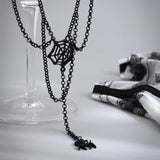 Punk Halloween Spider Web Chain Tassel Necklace