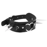 Punk Spiked Leather Choker Heart Collar Necklace Women Girls Buckle Style