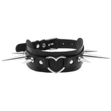 Punk Spiked Leather Choker Heart Collar Necklace Women Girls Buckle Style