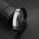 Punk Stainless Steel Charms Bracelet Silicone Chain Wristbands