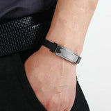 Punk Stainless Steel Charms Bracelet Silicone Chain Wristbands