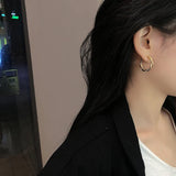 Silver Punk Thick Small Hoop Earrings Women Round Big Statement Jewelry