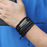 Vintage Wing Leather Bracelet Multi-layer Beads Bangle