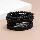 Vintage Wing Leather Bracelet Multi-layer Beads Bangle