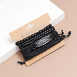 Vintage Wing Leather Bracelet Multi-layer Beads Bangle