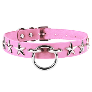Punk Faux Leather Pentagram Collar Big Rivets Studded Chocker