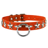Punk Faux Leather Pentagram Collar Big Rivets Studded Chocker