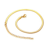 Punk Flat Blade Snake Link Chain Choker Necklace Silver