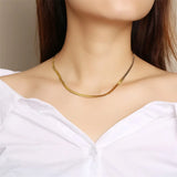 Punk Flat Blade Snake Link Chain Choker Necklace Silver