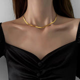Flat Snake Blade Chain Necklace Silver Stainless Steel Choker