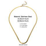 Flat Snake Blade Chain Necklace Silver Stainless Steel Choker