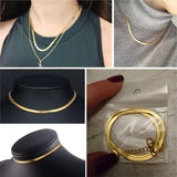 Flat Snake Blade Chain Necklace Silver Stainless Steel Choker