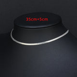 Flat Snake Blade Chain Necklace Silver Stainless Steel Choker