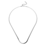 Flat Snake Blade Chain Necklace Silver Stainless Steel Choker