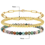 Agat Stone Beaded Bracelet Set for Men Women