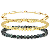 Agat Stone Beaded Bracelet Set for Men Women