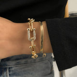 Copper Chain Crystal Bracelet Heavy Metal Bangle