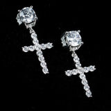 Punk Cross Stud Earrings Hip Hop Rhinestone Jewelry Piercing Studs