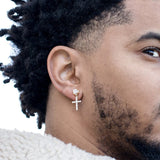 Punk Cross Stud Earrings Hip Hop Rhinestone Jewelry Piercing Studs