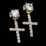 Punk Cross Stud Earrings Hip Hop Rhinestone Jewelry Piercing Studs