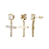 Punk Cross Stud Earrings Hip Hop Rhinestone Jewelry Piercing Studs