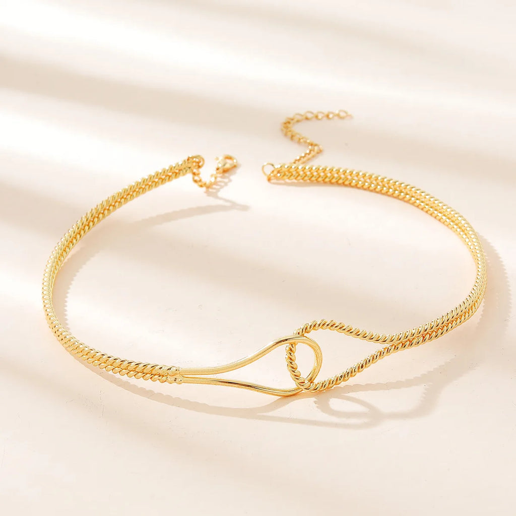 Punk Geometric Torques Choker Necklaces Metal Line Collar Jewelry