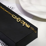 Punk Stainless Steel LOVE Letter Bracelet Titanium Chain Zircon Heart Drop