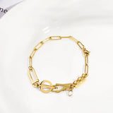 Punk Stainless Steel LOVE Letter Bracelet Titanium Chain Zircon Heart Drop
