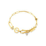 Punk Stainless Steel LOVE Letter Bracelet Titanium Chain Zircon Heart Drop