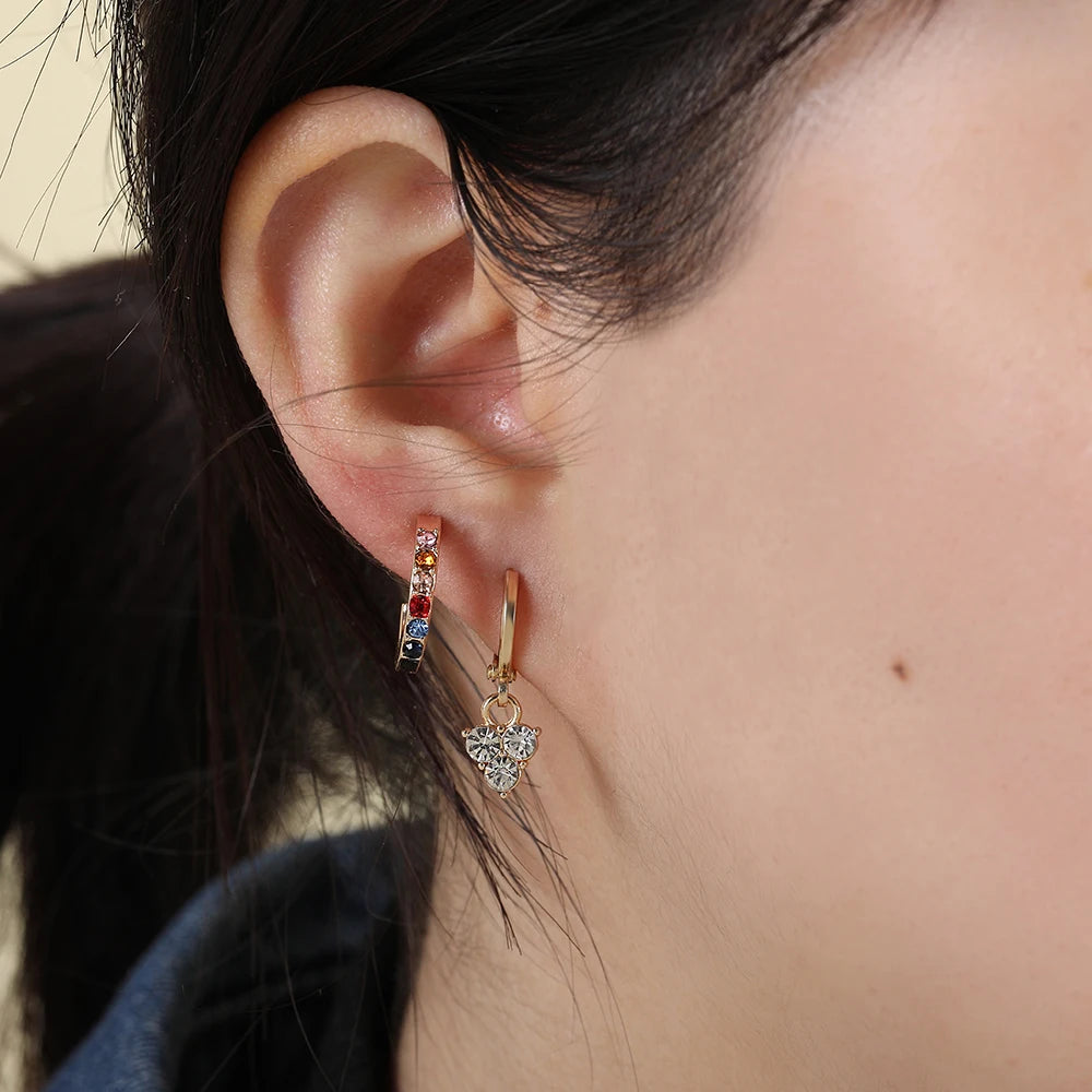 Ethnic Metal Enamel Crystal Dangle Earring