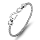 Punk Titanium Steel Wire Bracelet Hooks Charm Cuff Bracelets For Women