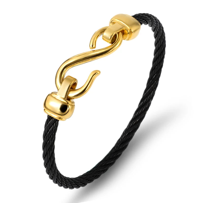 Punk Titanium Steel Wire Bracelet Hooks Charm Cuff Bracelets For Women
