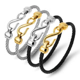 Punk Titanium Steel Wire Bracelet Hooks Charm Cuff Bracelets For Women