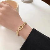 Punk Guba Thick Chains D Letter Necklace Titanium Stainless Steel Choker