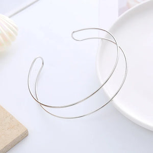 Punk Silver Torques Choker Necklace for Women