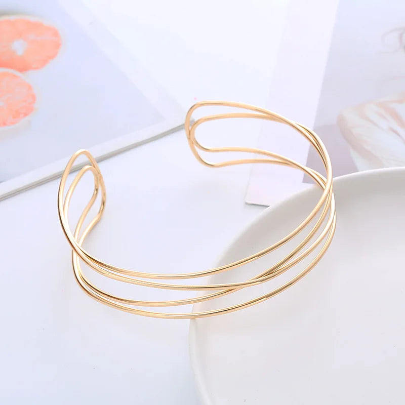 Punk Silver Torques Choker Necklace for Women