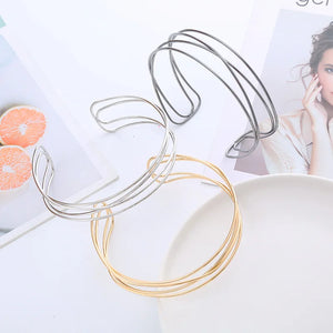Punk Silver Torques Choker Necklace for Women