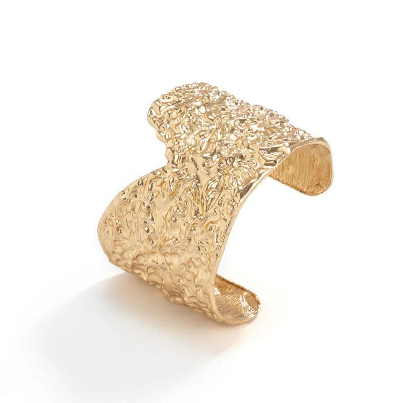 Punk Silver V-shaped Pockmarked Bracelet for Women Girls