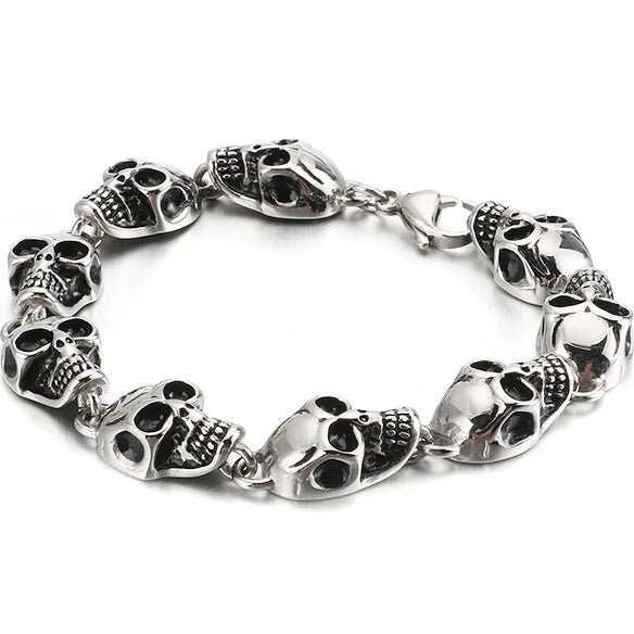 Skull Man Bracelet Stainless Steel Punk Goth Jewellery