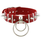 Punk Goth Red PU Leather Choker Collar Sexy Spike Neck Strap Clavicle Necklaces