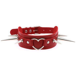 Punk Goth Red PU Leather Choker Collar Sexy Spike Neck Strap Clavicle Necklaces